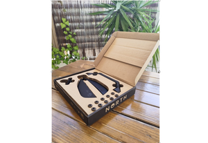 north twintip quillas para tablas de kitesurf en caja carton de north